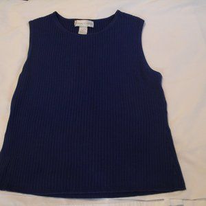 Sweater sleeveless ribbed blue. Size L. Good condition. Casual Corner